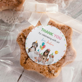 子犬の少年の誕生日ステッカーラベルパーティー ラウンドシール