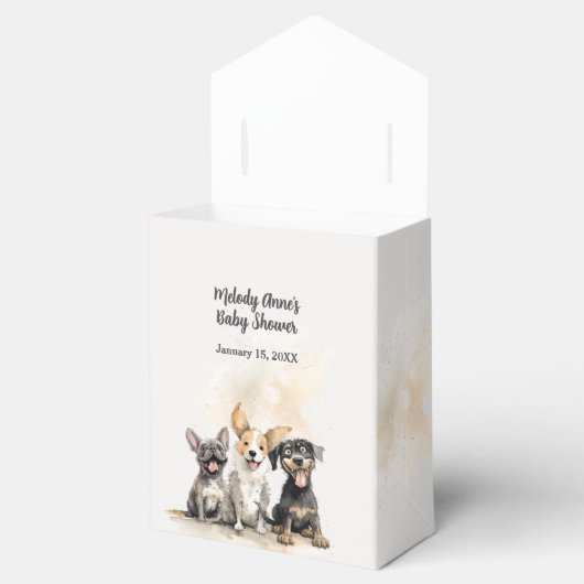 子犬の尾の男の子の赤ちゃんシャワーありがとう フェイバーボックス (オープン)