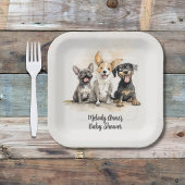 子犬の尾の男の赤ちゃんベビーシャワー ペーパープレート