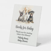 子犬の尾ベビーシャワーブックスベビー 台座サイン (正面)