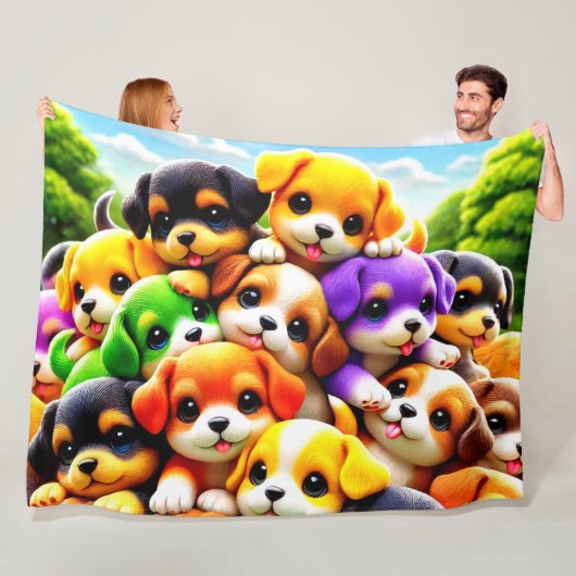 子犬の山 フリースブランケット (インサイチュ)