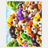 子犬の山 フリースブランケット (正面)