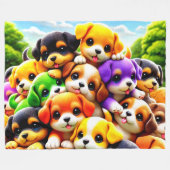 子犬の山 フリースブランケット (正面(横))