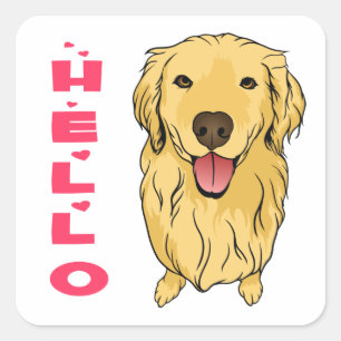 子犬の恋人マンガハローゴールデンレトリバー スクエアシール