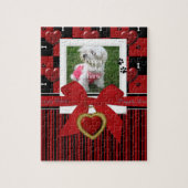 子犬の恋人REDジグソーパズル、フレーム ジグソーパズル (縦)