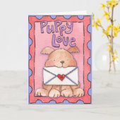 子犬の恋 - バレンタインカード カード (黄色い花)