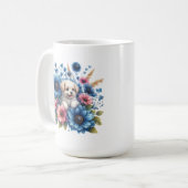 子犬の愛といろどりの花 マグカップ (正面左)
