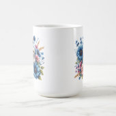 子犬の愛と花カラフルのマグカップ コーヒーマグカップ (中央)