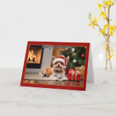 子犬の愛のクリスマスカード カード (黄色い花)