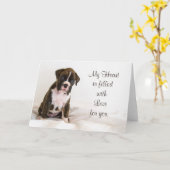 子犬の愛のグリーティングカード カード (黄色い花)