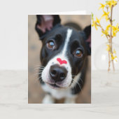 子犬の愛のハートカード カード (黄色い花)