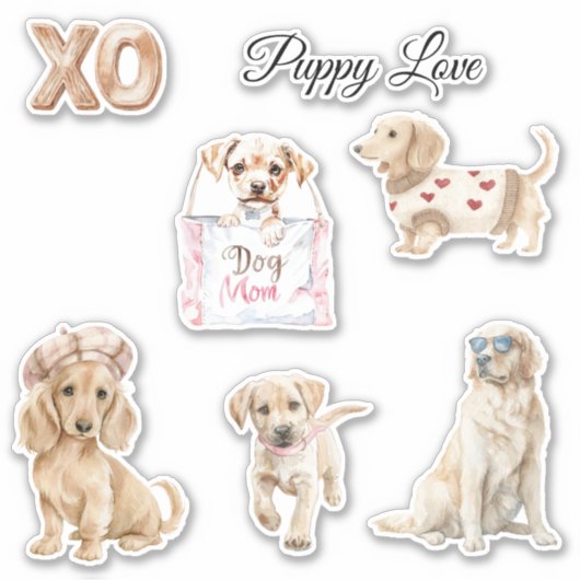 子犬の愛のベレー帽 XO シール (正面)