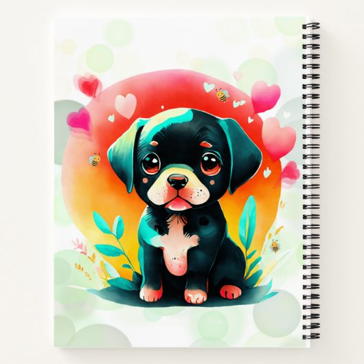 子犬の愛の個人名/タイトルスパイラルスケッチ ノートブック (裏面)