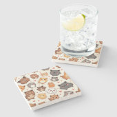 子犬の愛の枕 ストーンコースター (横)