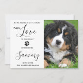 子犬の愛新しいペット犬の発表 招待状 (正面)