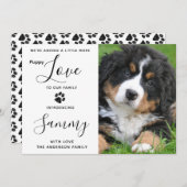 子犬の愛新しいペット犬の発表 招待状 (正面/裏面)