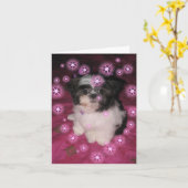 子犬の愛 カード (黄色い花)