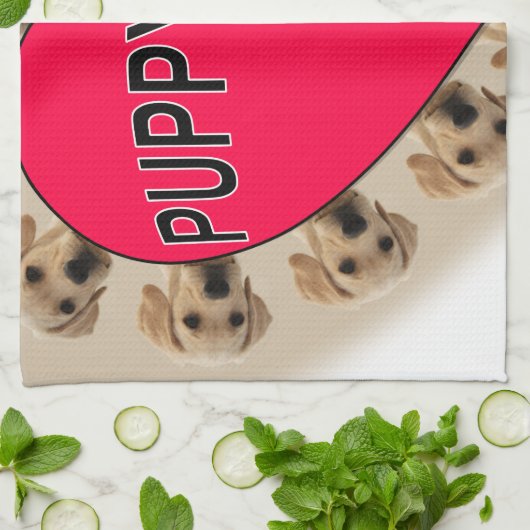 子犬の愛 キッチンタオル (折り畳み)