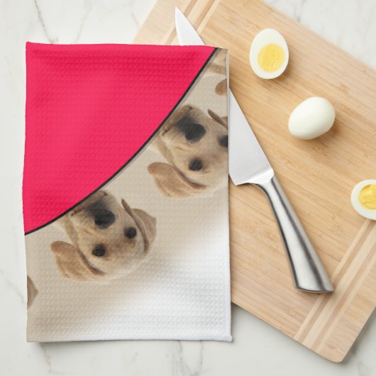 子犬の愛 キッチンタオル (四つ折り)