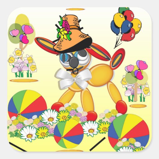 子犬の愛 スクエアシール (正面)