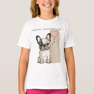 子犬の愛 – フランスのブルドッグスタイルTシャツ Tシャツ