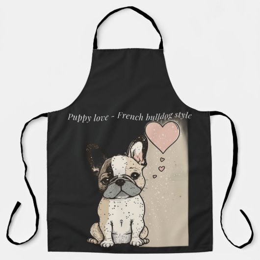子犬の愛 – ブルドフランスのッグスタイル エプロン (正面)