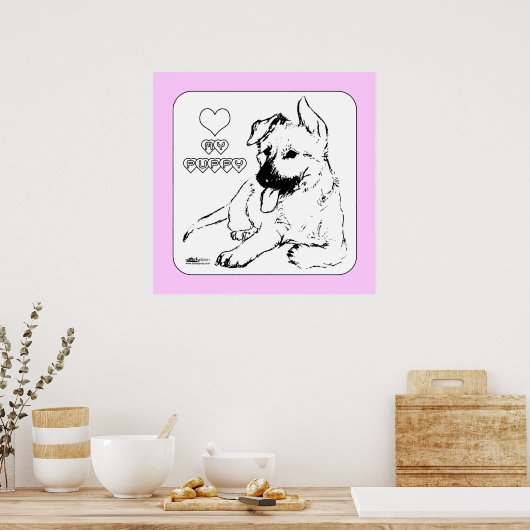 子犬の愛 ポスター (キッチン)