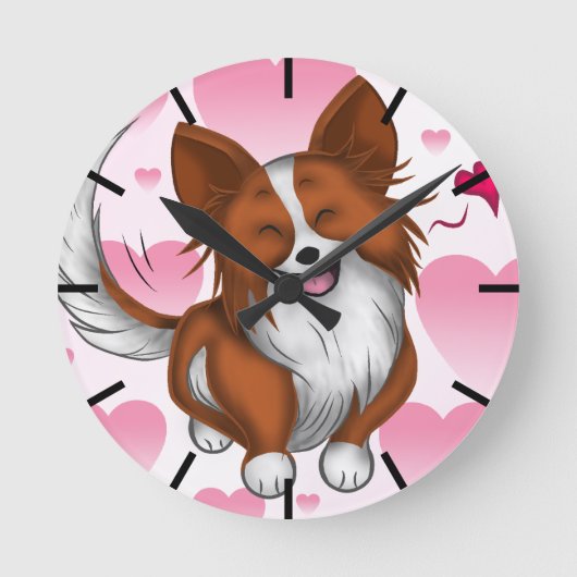 子犬の愛 ラウンド壁時計 (正面)