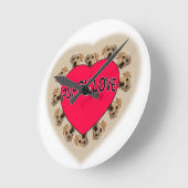 子犬の愛 ラウンド壁時計 (傾斜)