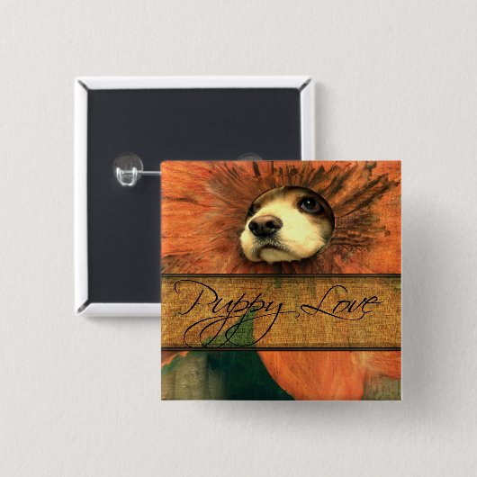 子犬の愛 缶バッジ (正面&裏面)