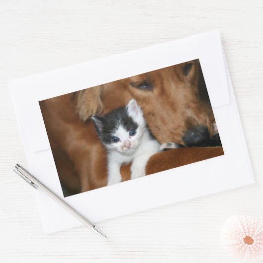 子犬の愛 長方形シール (封筒)