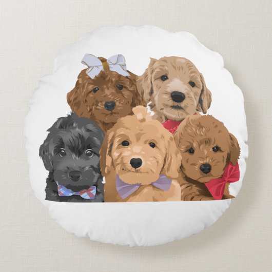 子犬の日 ラウンドクッション (正面)