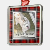 子犬の最初のクリスマス写真 メタルオーナメント (左)