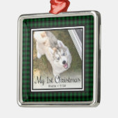 子犬の最初のクリスマス写真 メタルオーナメント (左)