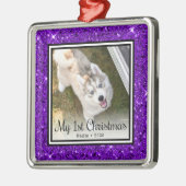 子犬の最初のクリスマス写真 メタルオーナメント (左)