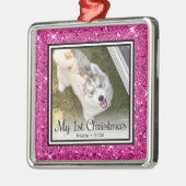 子犬の最初のクリスマス写真 メタルオーナメント (左)
