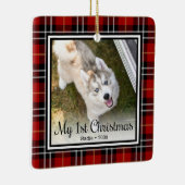 子犬の最初のクリスマス2枚の写真 セラミックオーナメント (右)