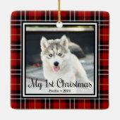 子犬の最初のクリスマス2枚の写真 セラミックオーナメント (裏面)
