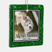 子犬の最初のクリスマス2枚の写真 セラミックオーナメント (右)