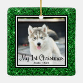 子犬の最初のクリスマス2枚の写真 セラミックオーナメント (裏面)