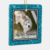 子犬の最初のクリスマス2枚の写真 セラミックオーナメント (右)