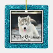 子犬の最初のクリスマス2枚の写真 セラミックオーナメント (裏面)