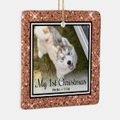 子犬の最初のクリスマス2枚の写真 セラミックオーナメント (右)