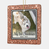 子犬の最初のクリスマス2枚の写真 セラミックオーナメント (左)