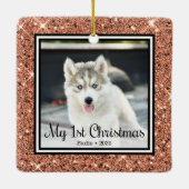 子犬の最初のクリスマス2枚の写真 セラミックオーナメント (裏面)