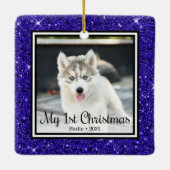 子犬の最初のクリスマス2枚の写真 セラミックオーナメント (裏面)