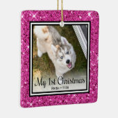 子犬の最初のクリスマス2枚の写真 セラミックオーナメント (右)