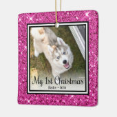 子犬の最初のクリスマス2枚の写真 セラミックオーナメント (左)