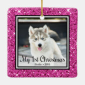 子犬の最初のクリスマス2枚の写真 セラミックオーナメント (裏面)