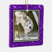 子犬の最初のクリスマス2枚の写真 セラミックオーナメント (右)